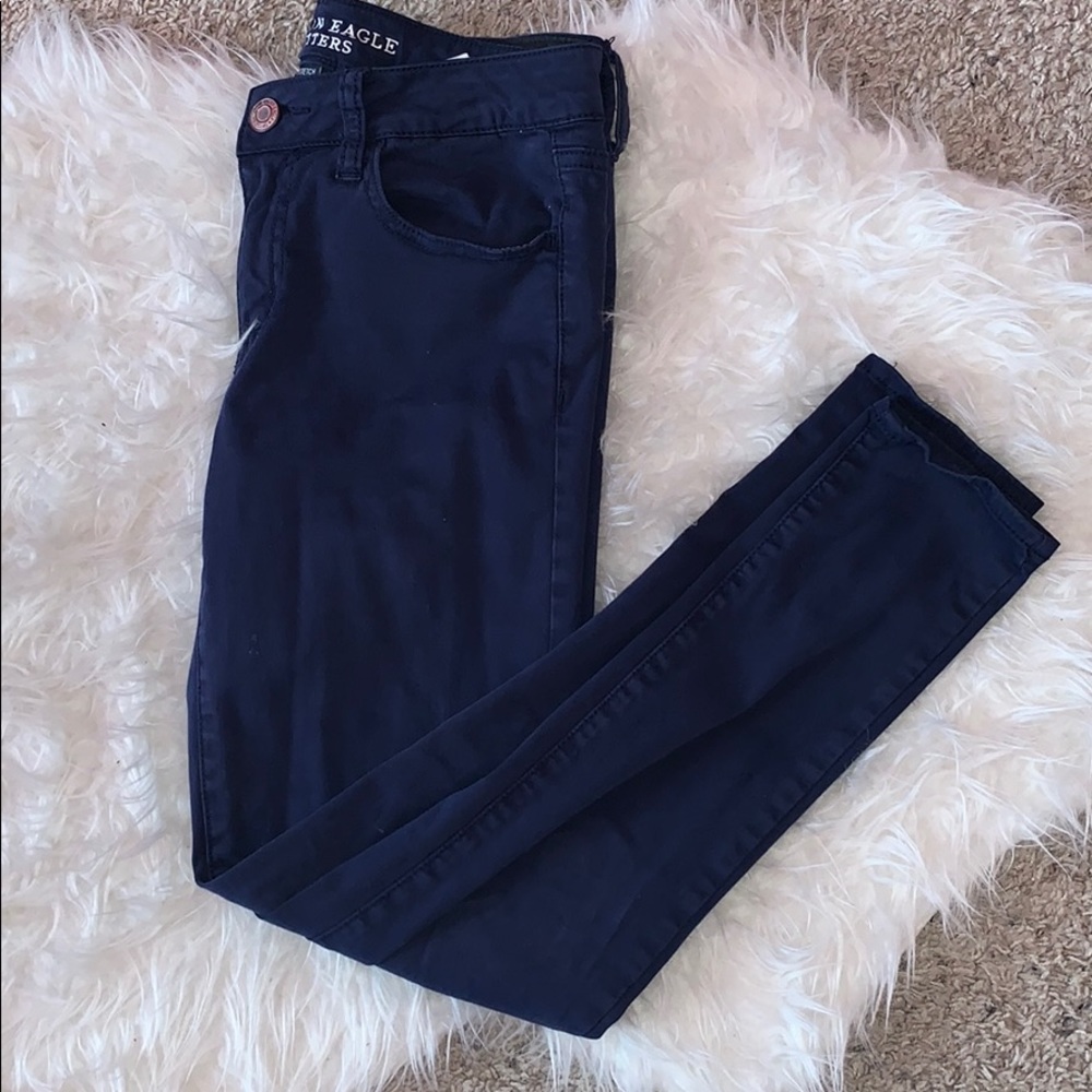 Skinny blue jean-like pants